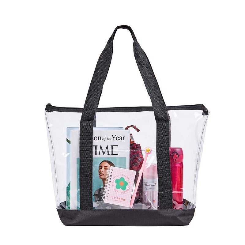 Clearworld Large Clear Tote Bag, Fashion PVC Shoulder Handbag for Women, Clear Stadium Bag for Security Travel,Shopping,Sports and Work - Image 1